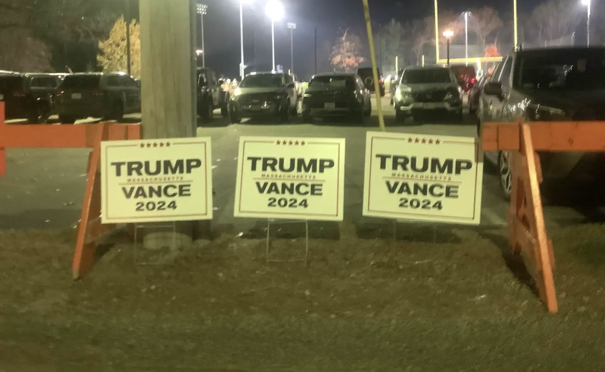 Trump signs were posted around the SHS parking lot before election day